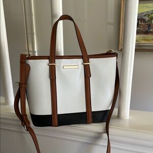 White and Brown Anne Klein Tote Bag